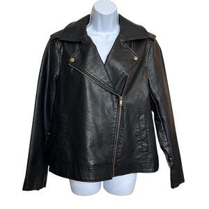 Universal Thread Black Faux Leather Moto Jacket Size M